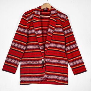 VTG Leger Southwestern Geometric Stripe‎ Blazer Womens S Concho Button Blanket